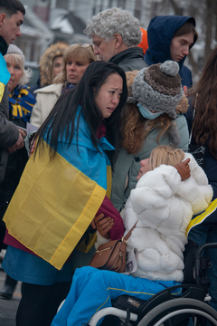 People give speeches at the prayer service at Tipperary Hill. 