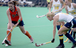 Liz McInerney controls the ball in Syracuse's 7-1 win over Kent State Sunday. The midfielder finished the game with one goal and three assists. 