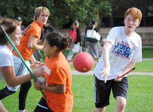 Joey DiStefano and the Syracuse Quidditch team practices on the Quad. They will compete in their fifth World Cup championship in April.