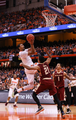 Michael Gbinije Syracuse with 17 points. All five SU starters scored in double figures, as the Orange had to overcome foul trouble from Rakeem Christmas. 