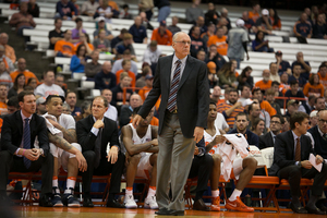 Jim Boeheim expressed displeasure with the upcoming presidential election on Tuesday night.