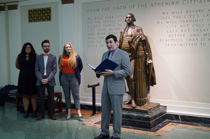 Student Association President Eric Evangelista began Monday's meeting by telling assembly members he had reached out to express his condolences and prayers to Gerard Basalla, president of the undergraduate student government at Ohio State University following Monday's stabbing incident. 