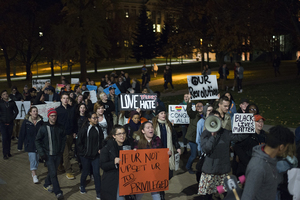 In a demonstration of student activism, Syracuse University students peacefully protested on Nov. 10 the election of President Donald Trump.