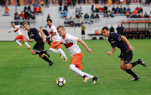 Usually when a player gets sent off with a red card, the team plays more reserved and packs the penalty area to compensate. Syracuse does the opposite.