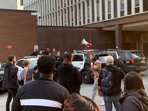 Last Chance for Change organizers gather outside SPD headquarters in September to protest police brutality. Thursday's forum was one of many responses to nationwide protests against police brutality.