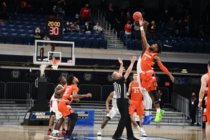 No. 11 seed Syracuse plays No. 3 seed West Virginia for a spot in the Sweet 16 on Sunday evening.