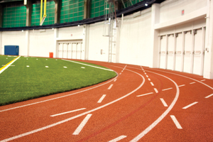 The new Manley Field House track has three lanes, while the old Manley before renovations had six lanes.