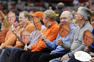 Fans wait to celebrate Jim Boeheim's 900th career win.