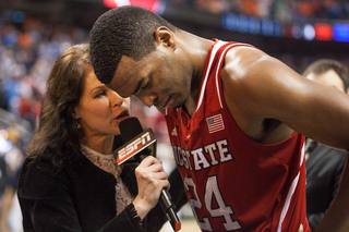 Warren interviews with ESPN immediately after N.C. State's win. 