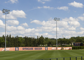 The retaining wall along the Women's Soccer Stadium, near the Manley Fieldhouse, is being replaced. The stadium is located near the South Campus. Photo taken July 5, 2017