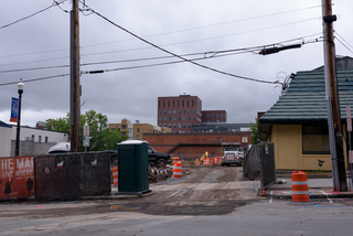 A multistory complex with student housing is currently being constructed on South Crouse Avenue. Photo taken July 25, 2017