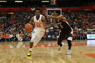 Tyus Battle struggled again on Friday night, scoring 11 points on 3-18 shooting. 