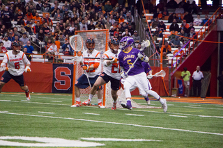 Senior attack Connor Fields tallied four points in the game. 