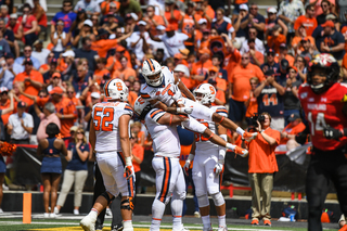 Maryland running backs Anthony McFarland Jr. and Javon Leake rushed for two touchdowns each. 