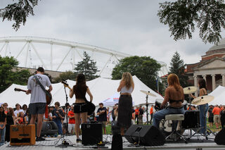 Nancy Dunkle and her band perform at Quad Tunes, which is University Union’s first musical event of the semester. With the SU band’s Quad show directly preceding, multiple organizations within the university’s music scene were represented.